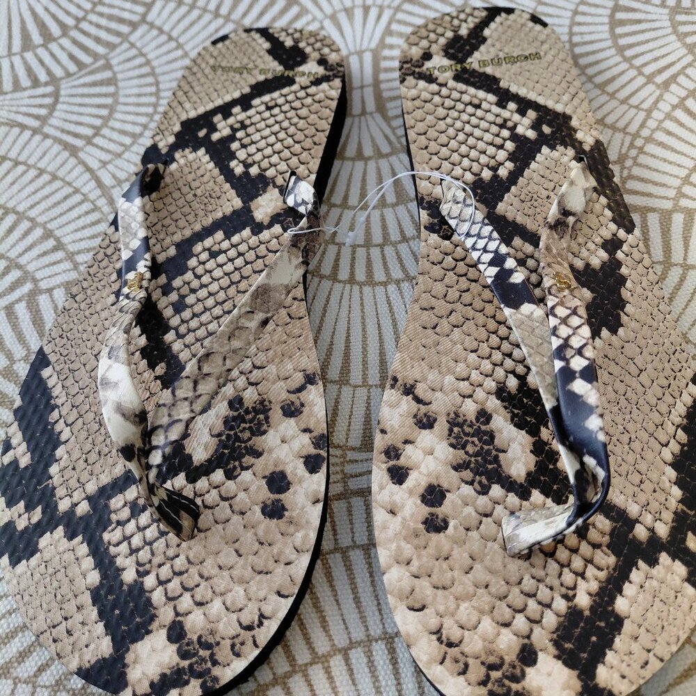Tory Burch snakeskin flip-flops